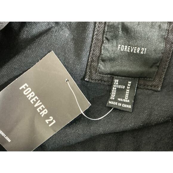 Forever 21 Faux Suede Motorcycle Jacket Black Medium Crosszipped - Picture 7 of 8